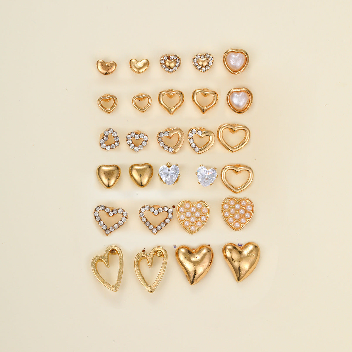 Wholesale Jewelry Basic Heart Shape Alloy Zircon Inlay Ear Studs