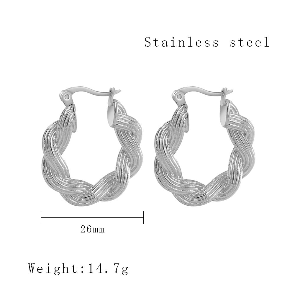 1 Pair Simple Style Commute Twist Plating Titanium Steel Gold Plated Earrings