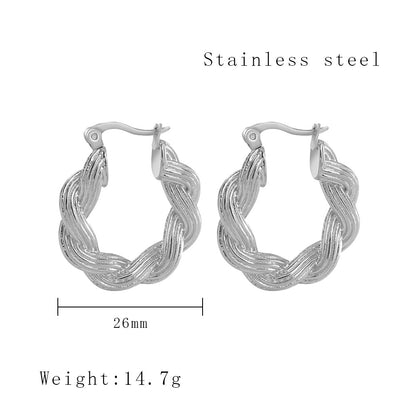 1 Pair Simple Style Commute Twist Plating Titanium Steel Gold Plated Earrings