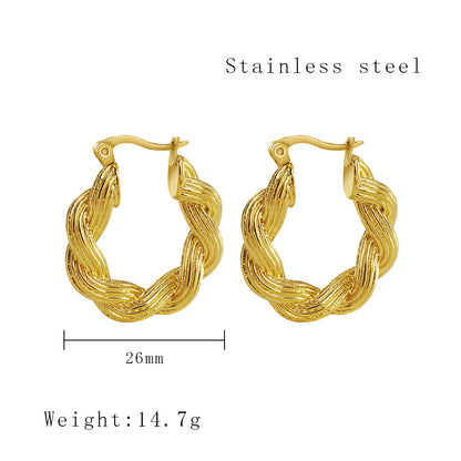 1 Pair Simple Style Commute Twist Plating Titanium Steel Gold Plated Earrings