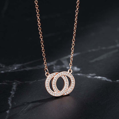 Simple Style Double Ring Copper Alloy Plating Inlay Zircon Gold Plated Women's Pendant Necklace