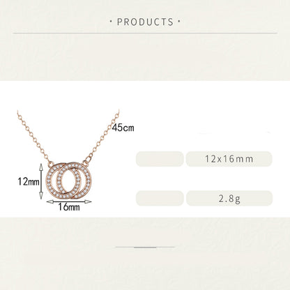 Simple Style Double Ring Copper Alloy Plating Inlay Zircon Gold Plated Women's Pendant Necklace