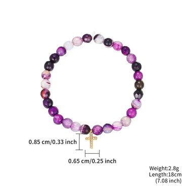 Casual Simple Style Classic Style Cross Stainless Steel Beaded Titanium Steel Plating Inlay Zircon Gold Plated Women's Bracelets