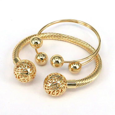 Retro Simple Style Round Copper Plating Gold Plated Bangle