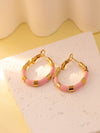 1 Piece Classical Romantic Color Block Enamel Stainless Steel 18k Gold Plated Earrings