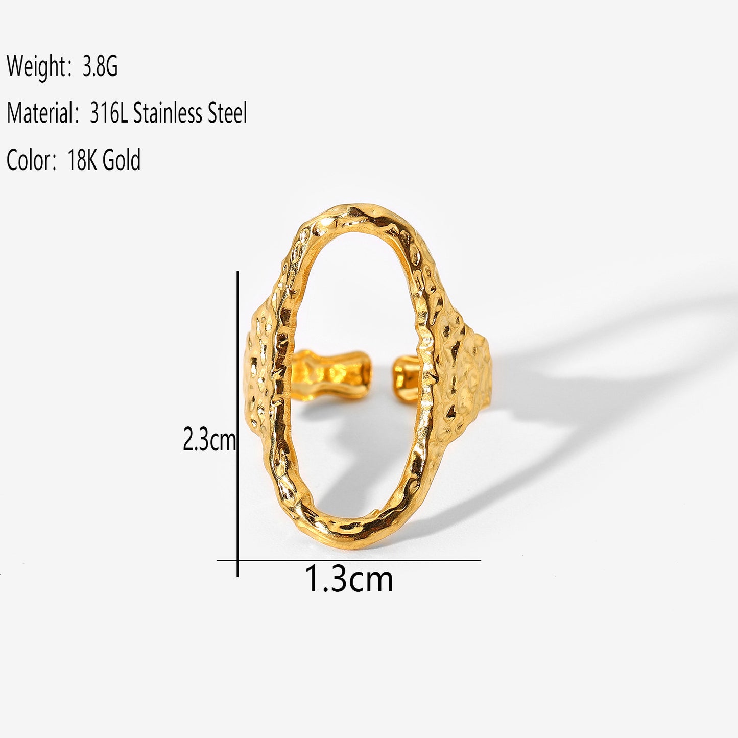 Simple Style Pentagon Leaves Stainless Steel Asymmetrical 18k Gold Plated Open Rings