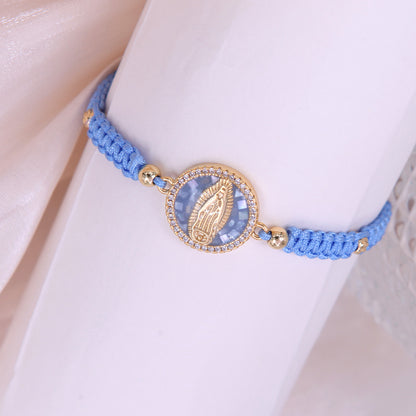 Retro Portrait Rope Copper Knitting Plating Inlay Shell Zircon 18k Gold Plated Women's Drawstring Bracelets