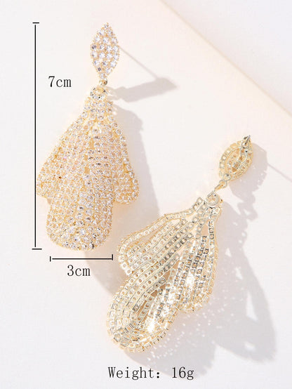 1 Pair Elegant Square Plating Inlay Copper Zircon Gold Plated Drop Earrings