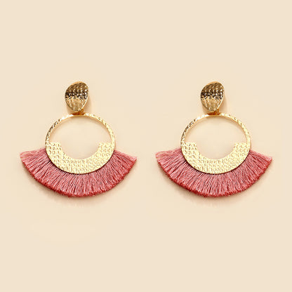 1 Pair Retro Color Block Plating Alloy Gold Plated Drop Earrings