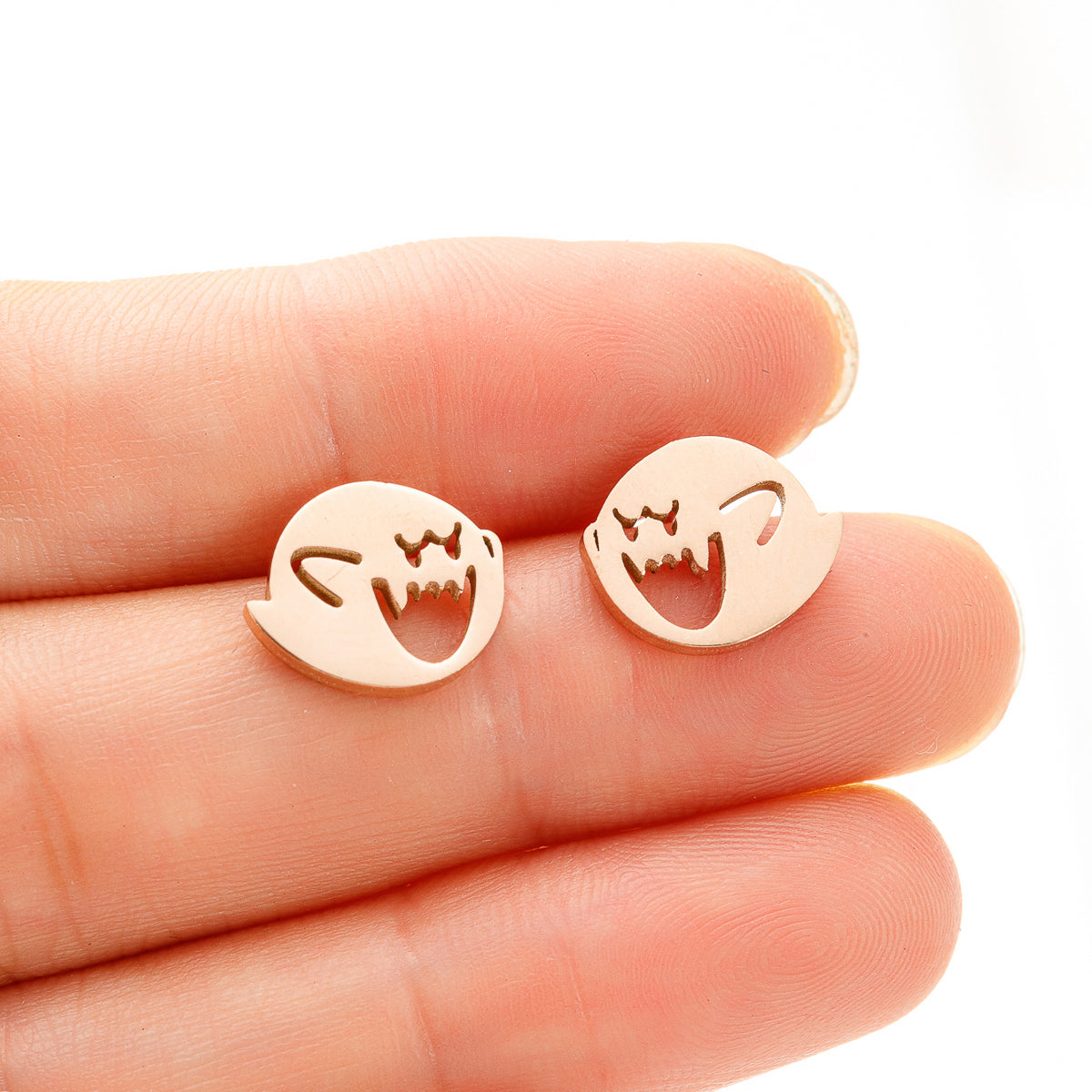 1 Pair Funny Little Monster Polishing Plating Stainless Steel 18k Gold Plated Ear Studs