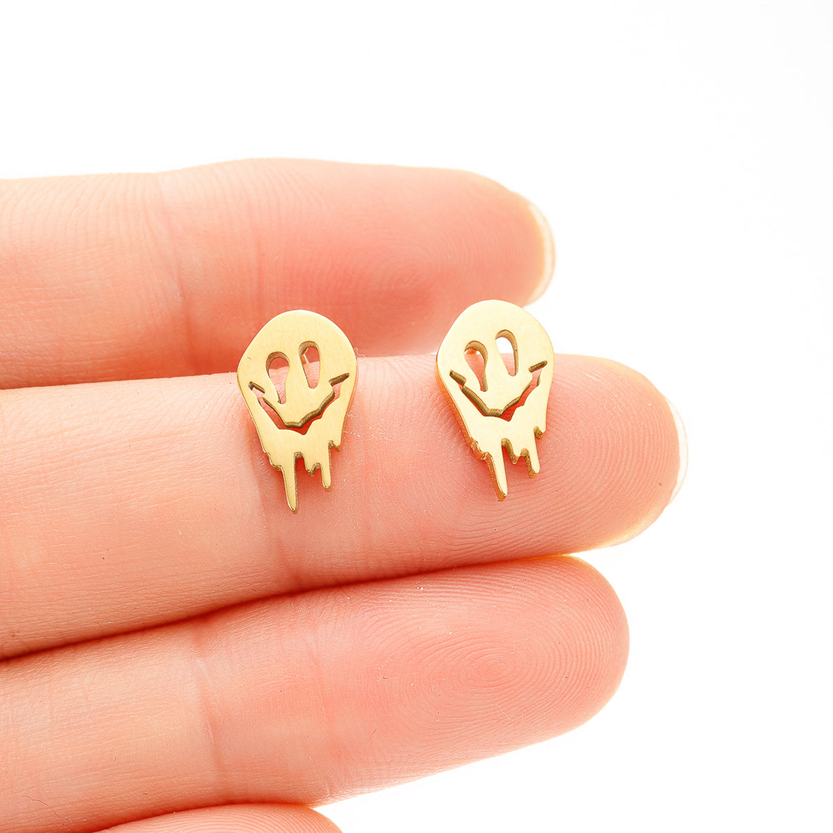 1 Pair Simple Style Ghost Polishing Plating Stainless Steel 18k Gold Plated Ear Studs