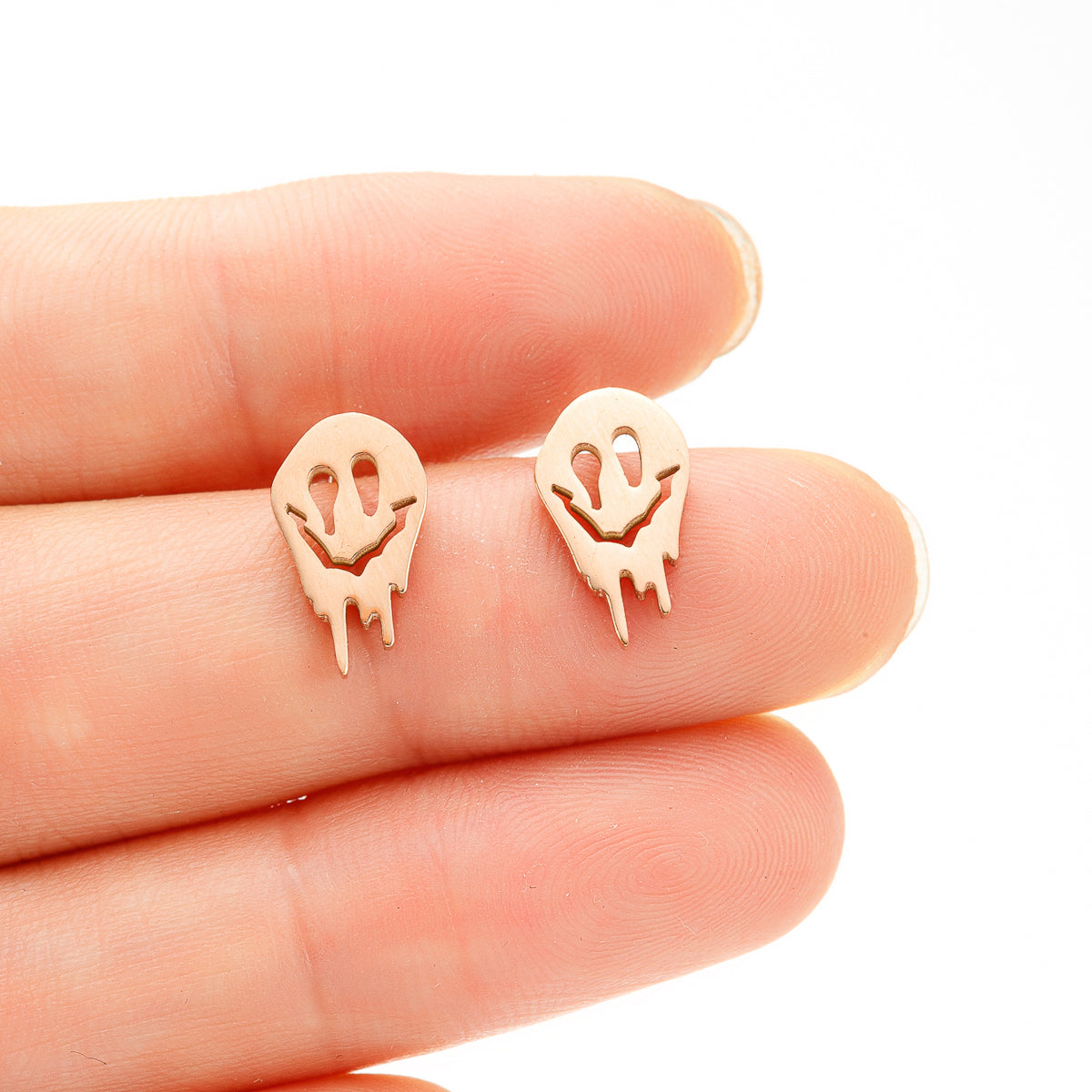 1 Pair Simple Style Ghost Polishing Plating Stainless Steel 18k Gold Plated Ear Studs