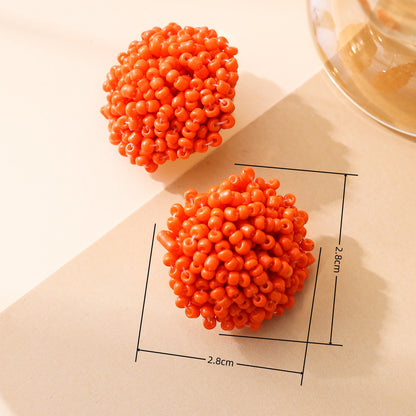 1 Pair Sweet Solid Color Beaded Seed Bead Ear Studs