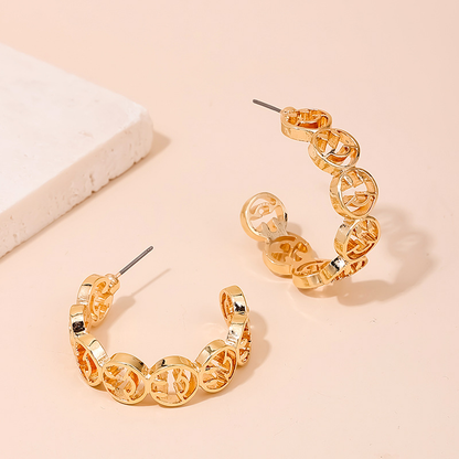 1 Pair Ig Style Simple Style C Shape Smiley Face Plating Alloy Ear Studs