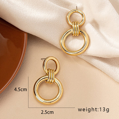 1 Pair Retro Simple Style Solid Color Plating Alloy Gold Plated Ear Studs