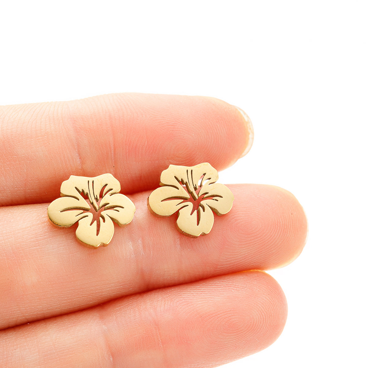 1 Pair Simple Style Flower Plating Stainless Steel 18k Gold Plated Ear Studs