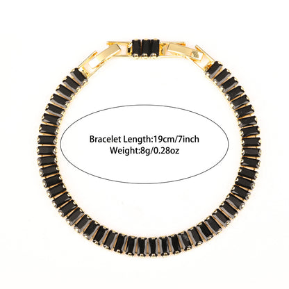 Elegant Glam Geometric Stainless Steel Plating Inlay Zircon 18k Gold Plated Tennis Bracelet