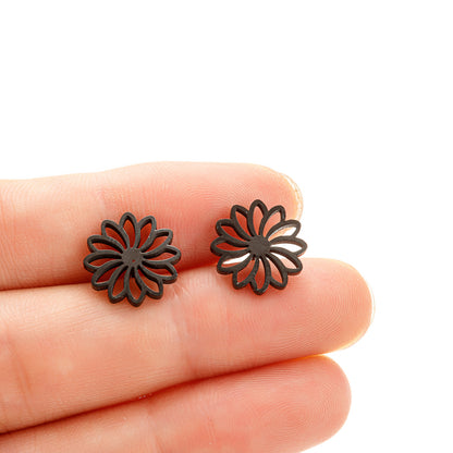 1 Pair Simple Style Flower Polishing Plating Stainless Steel 18k Gold Plated Ear Studs