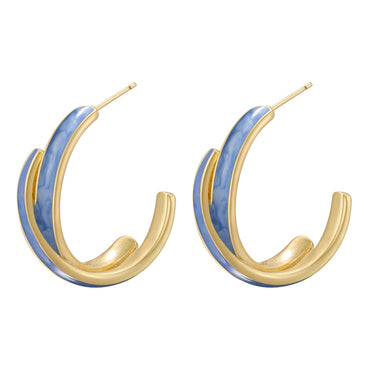 1 Pair Elegant Simple Style C Shape Enamel Plating Copper 18k Gold Plated Ear Studs