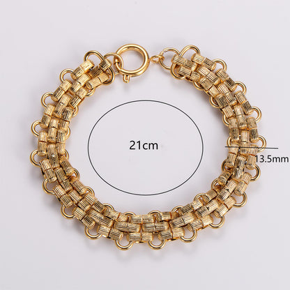 Hip-hop Retro Geometric Stainless Steel Plating 18k Gold Plated Bracelets Necklace