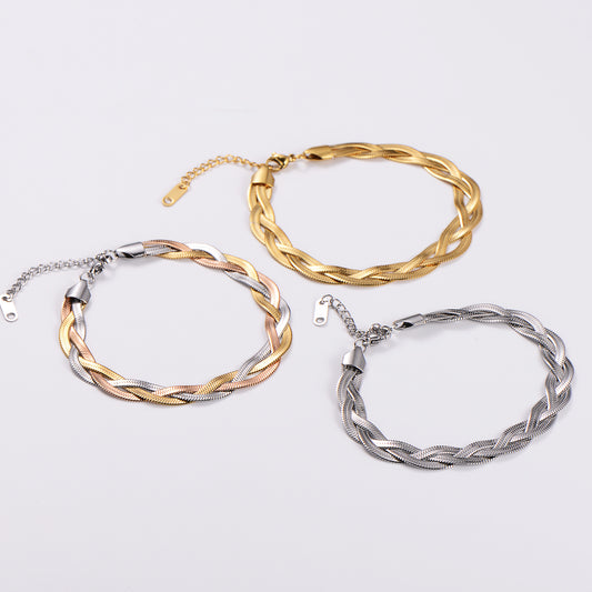 Streetwear Solid Color Stainless Steel Plating 18k Gold Plated Bracelets Necklace