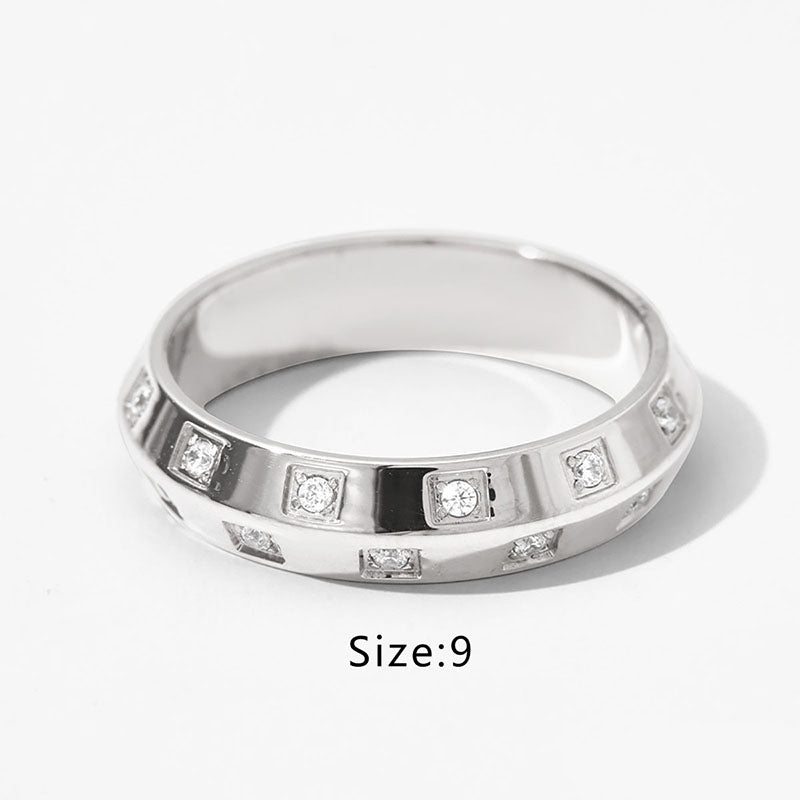 Simple Style Geometric Stainless Steel Plating Inlay Zircon 18k Gold Plated Rings