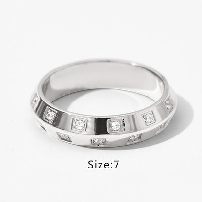 Simple Style Geometric Stainless Steel Plating Inlay Zircon 18k Gold Plated Rings