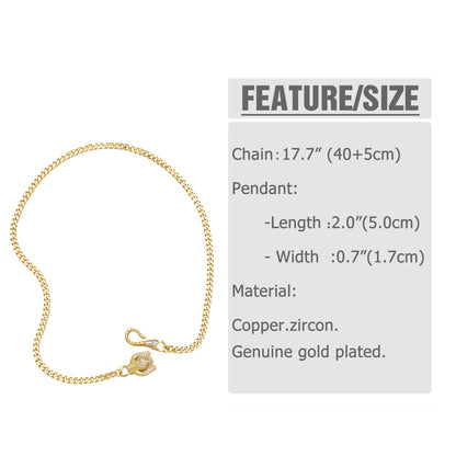 Elegant Glam Leopard Head Copper Plating Inlay Zircon 18k Gold Plated Bracelets Necklace
