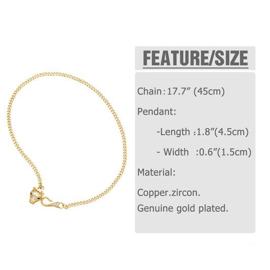 Ig Style Simple Style Leopard Head Copper Plating Inlay Zircon 18k Gold Plated Bracelets Necklace