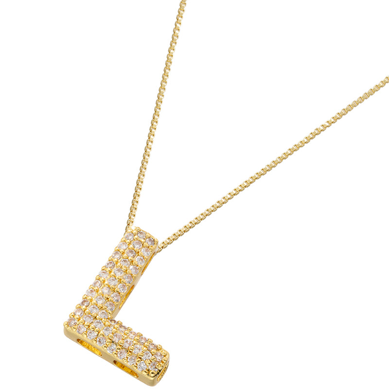 Hip-hop Exaggerated Punk Letter Copper Plating Inlay Zircon 18k Gold Plated Pendant Necklace