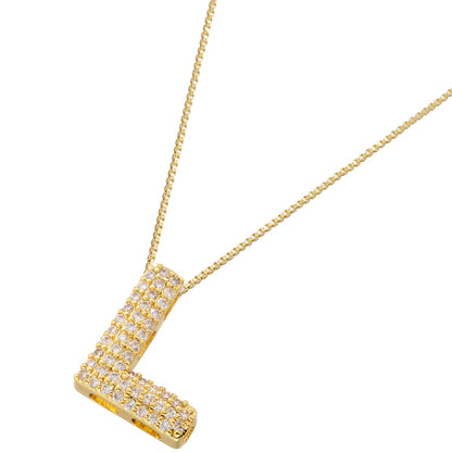 Hip-hop Exaggerated Punk Letter Copper Plating Inlay Zircon 18k Gold Plated Pendant Necklace