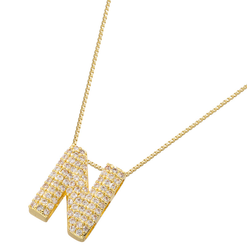 Hip-hop Exaggerated Punk Letter Copper Plating Inlay Zircon 18k Gold Plated Pendant Necklace