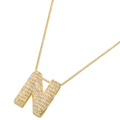 Hip-hop Exaggerated Punk Letter Copper Plating Inlay Zircon 18k Gold Plated Pendant Necklace