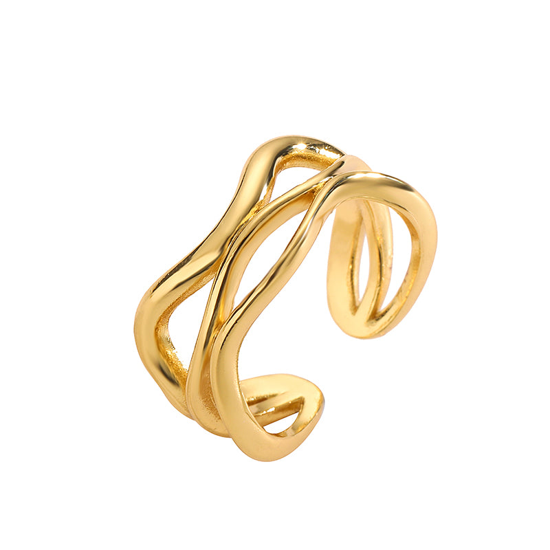 Ig Style Classic Style Geometric Copper Plating 18k Gold Plated Open Rings