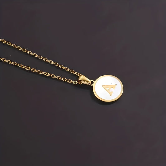 Retro Letter Stainless Steel Plating 18k Gold Plated Pendant Necklace