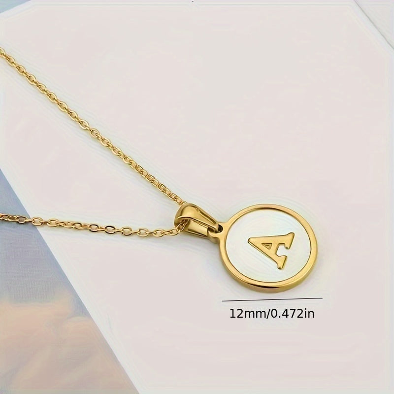 Retro Letter Stainless Steel Plating 18k Gold Plated Pendant Necklace