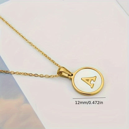 Retro Letter Stainless Steel Plating 18k Gold Plated Pendant Necklace