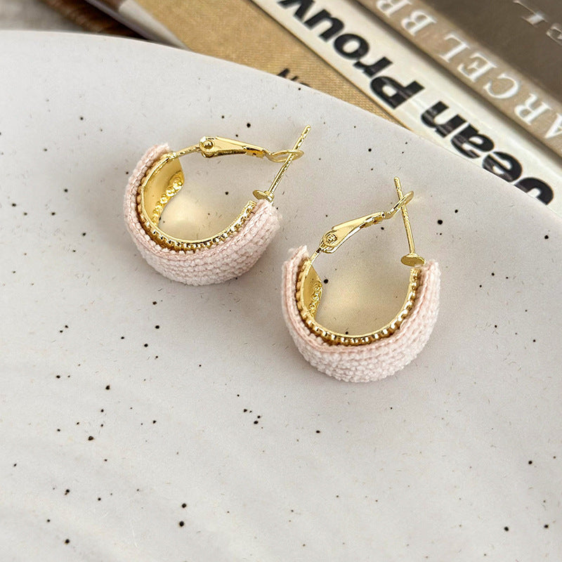 1 Pair Simple Style C Shape Plating Alloy Cloth Gold Plated Ear Studs