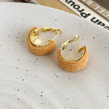 1 Pair Simple Style C Shape Plating Alloy Cloth Gold Plated Ear Studs