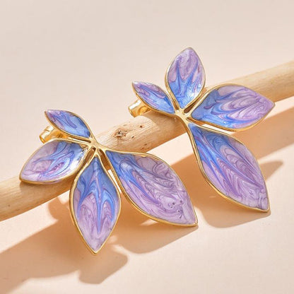 1 Pair Elegant Classic Style Leaves Enamel Plating Stainless Steel Gold Plated Ear Studs