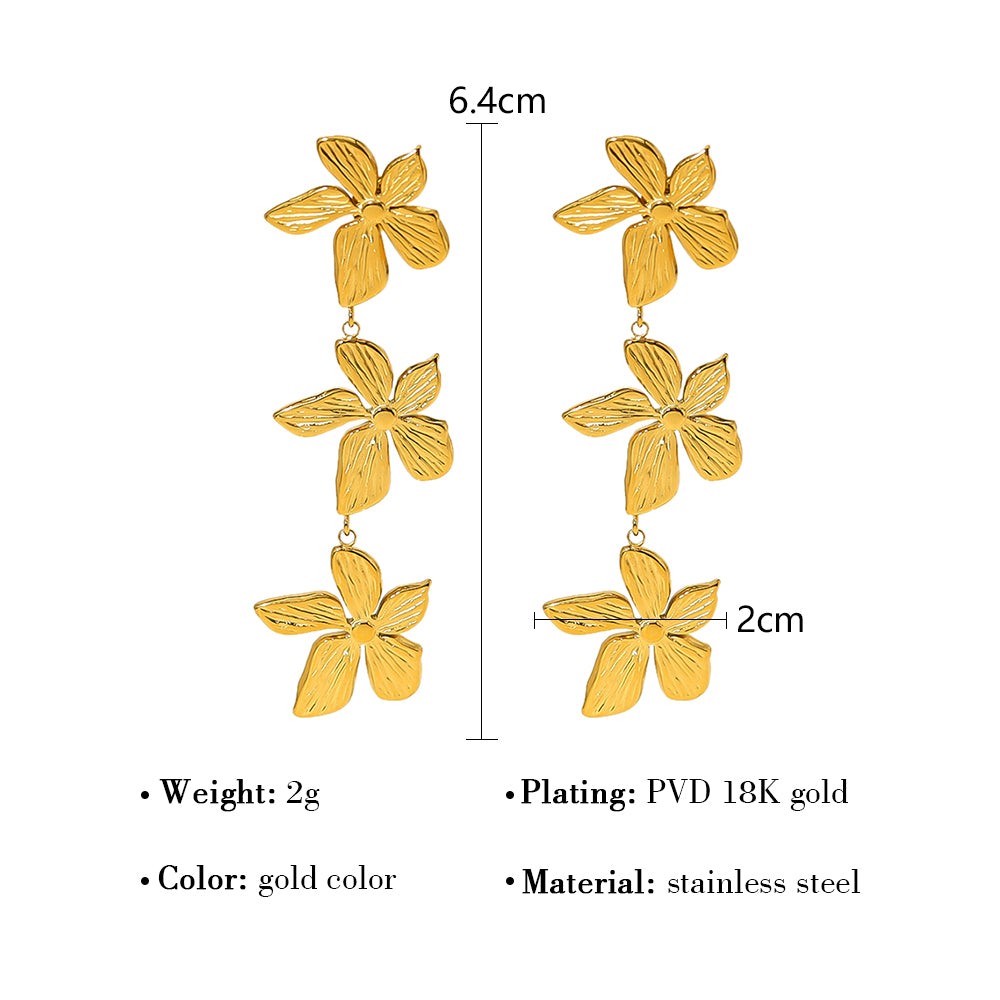 Ig Style Elegant Flower Stainless Steel Titanium Steel Plating Inlay Zircon 18k Gold Plated Rings Bracelets Earrings