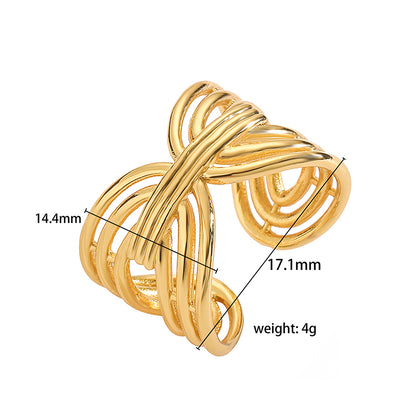 Ig Style Classic Style Geometric Copper Plating 18k Gold Plated Open Rings