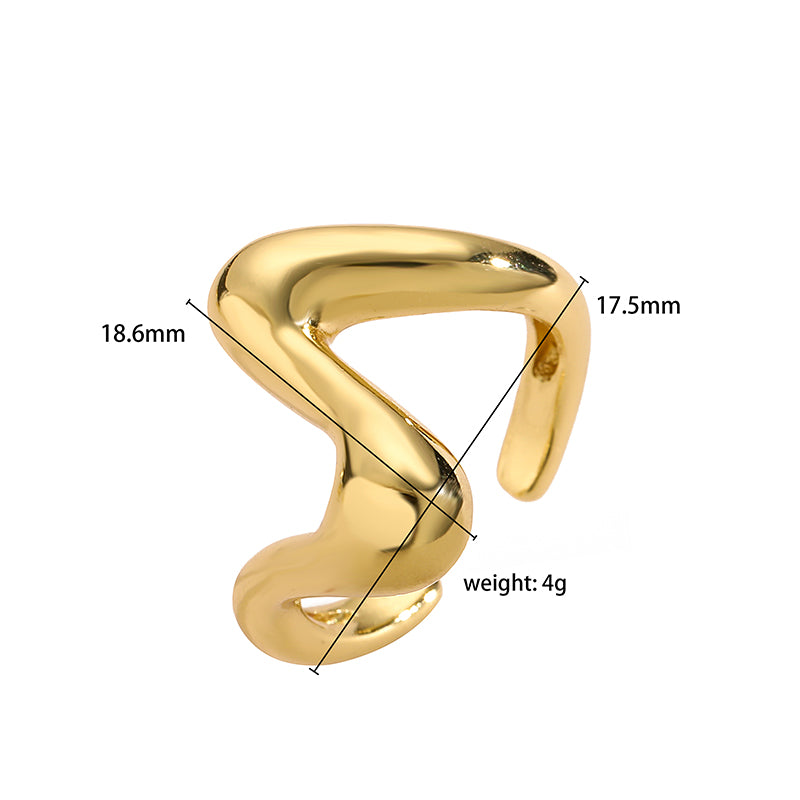 Ig Style Classic Style Geometric Copper Plating 18k Gold Plated Open Rings