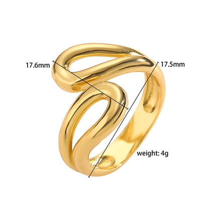 Ig Style Classic Style Geometric Copper Plating 18k Gold Plated Open Rings