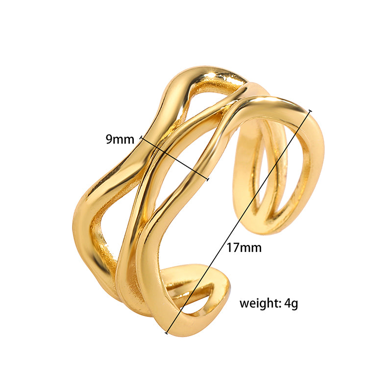 Ig Style Classic Style Geometric Copper Plating 18k Gold Plated Open Rings