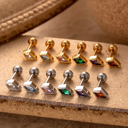 1 Piece Simple Style Classic Style Rhombus Plating Inlay Stainless Steel Zircon 18k Gold Plated Ear Studs