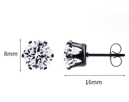 1 Pair Simple Style Solid Color Inlay Titanium Steel Zircon Ear Studs