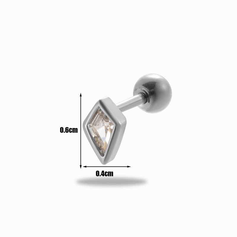 1 Piece Simple Style Classic Style Rhombus Plating Inlay Stainless Steel Zircon 18k Gold Plated Ear Studs