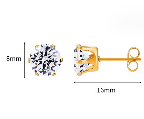 1 Pair Simple Style Solid Color Inlay Titanium Steel Zircon Ear Studs