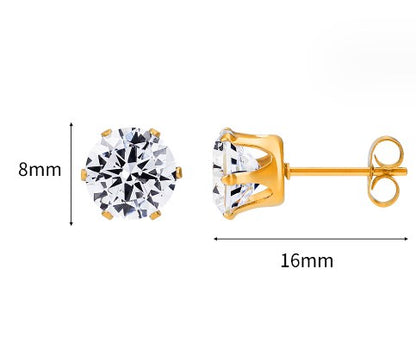 1 Pair Simple Style Solid Color Inlay Titanium Steel Zircon Ear Studs